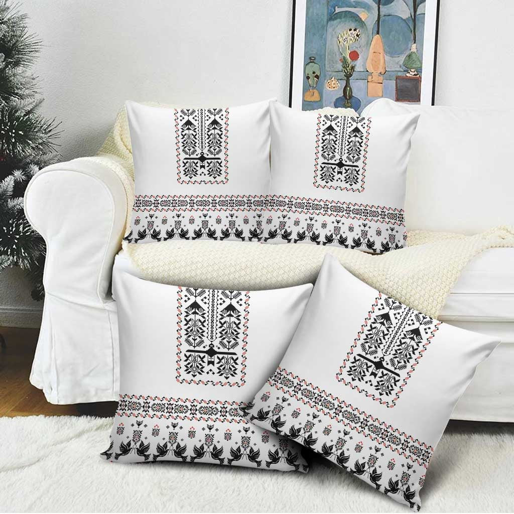 Ukraine Military Vyshyvanka Pattern Pillow Cover Ukrainian Heritage White Tactical Style - Wonder Print Shop