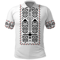 Ukraine Military Vyshyvanka Pattern Polo Shirt Ukrainian Heritage White Tactical Style - Wonder Print Shop
