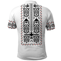 Ukraine Military Vyshyvanka Pattern Polo Shirt Ukrainian Heritage White Tactical Style - Wonder Print Shop