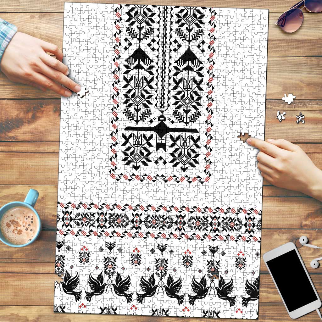 Ukraine Military Vyshyvanka Pattern Puzzle Ukrainian Heritage White Tactical Style - Wonder Print Shop