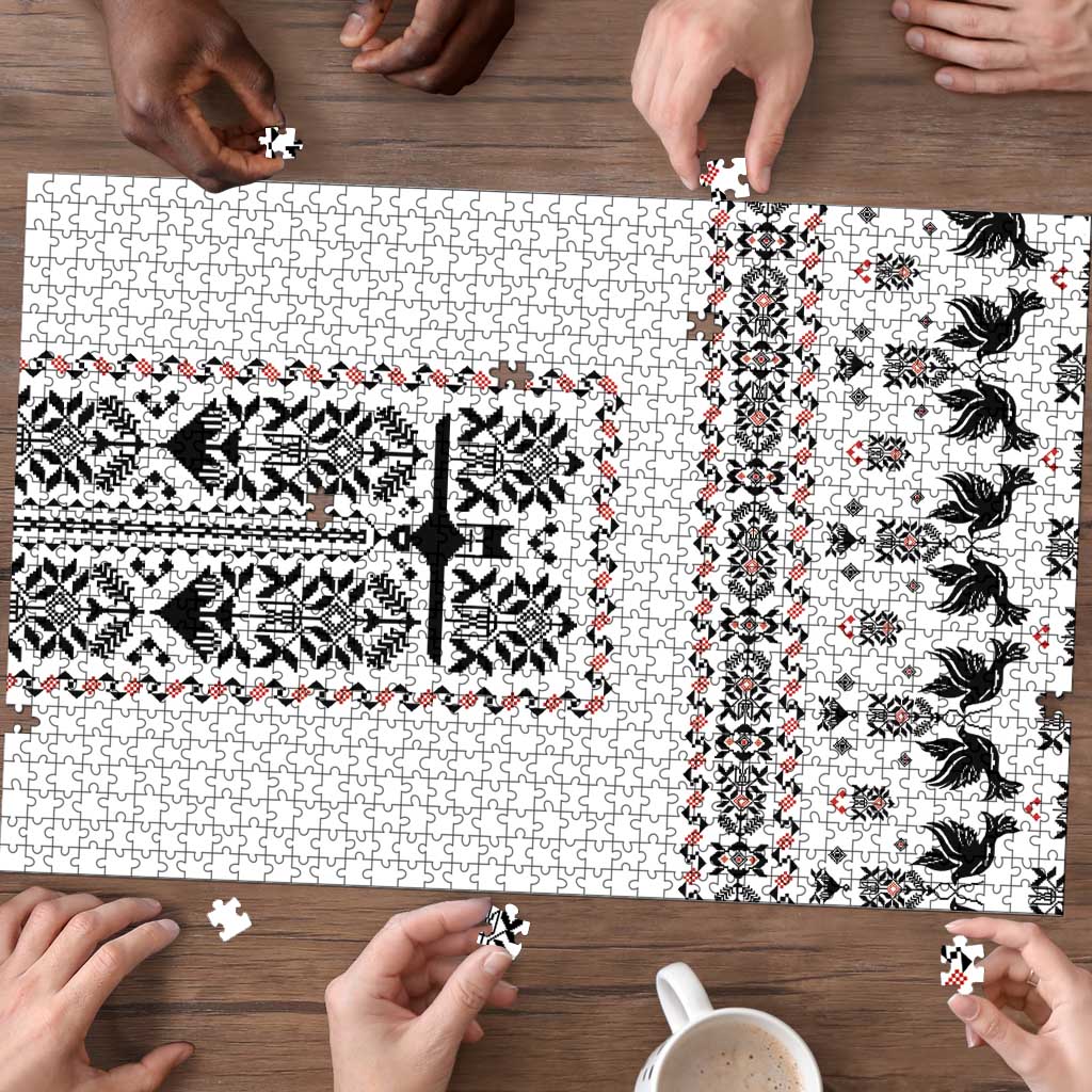 Ukraine Military Vyshyvanka Pattern Puzzle Ukrainian Heritage White Tactical Style - Wonder Print Shop