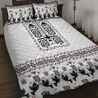 Ukraine Military Vyshyvanka Pattern Quilt Bed Set Ukrainian Heritage White Tactical Style - Wonder Print Shop