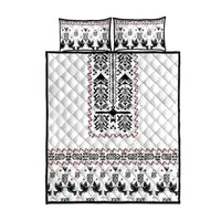 Ukraine Military Vyshyvanka Pattern Quilt Bed Set Ukrainian Heritage White Tactical Style - Wonder Print Shop