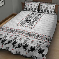 Ukraine Military Vyshyvanka Pattern Quilt Bed Set Ukrainian Heritage White Tactical Style - Wonder Print Shop