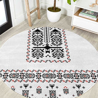 Ukraine Military Vyshyvanka Pattern Round Carpet Ukrainian Heritage White Tactical Style - Wonder Print Shop