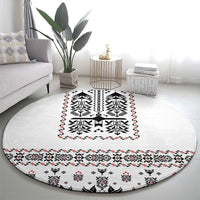 Ukraine Military Vyshyvanka Pattern Round Carpet Ukrainian Heritage White Tactical Style - Wonder Print Shop