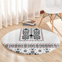 Ukraine Military Vyshyvanka Pattern Round Carpet Ukrainian Heritage White Tactical Style - Wonder Print Shop