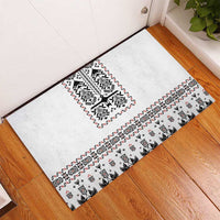 Ukraine Military Vyshyvanka Pattern Rubber Doormat Ukrainian Heritage White Tactical Style - Wonder Print Shop