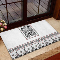 Ukraine Military Vyshyvanka Pattern Rubber Doormat Ukrainian Heritage White Tactical Style - Wonder Print Shop