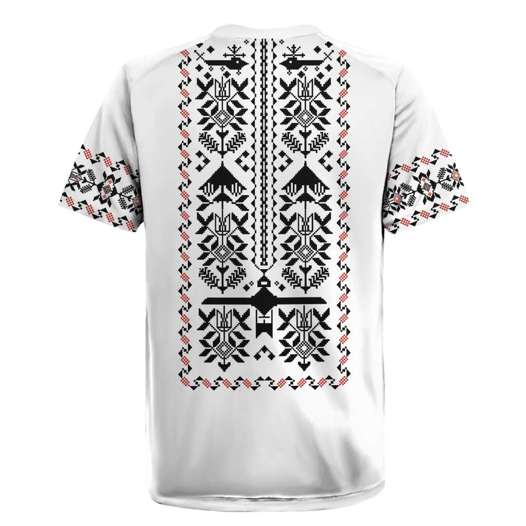 Ukraine Military Vyshyvanka Pattern Rugby Jersey Ukrainian Heritage White Tactical Style - Wonder Print Shop
