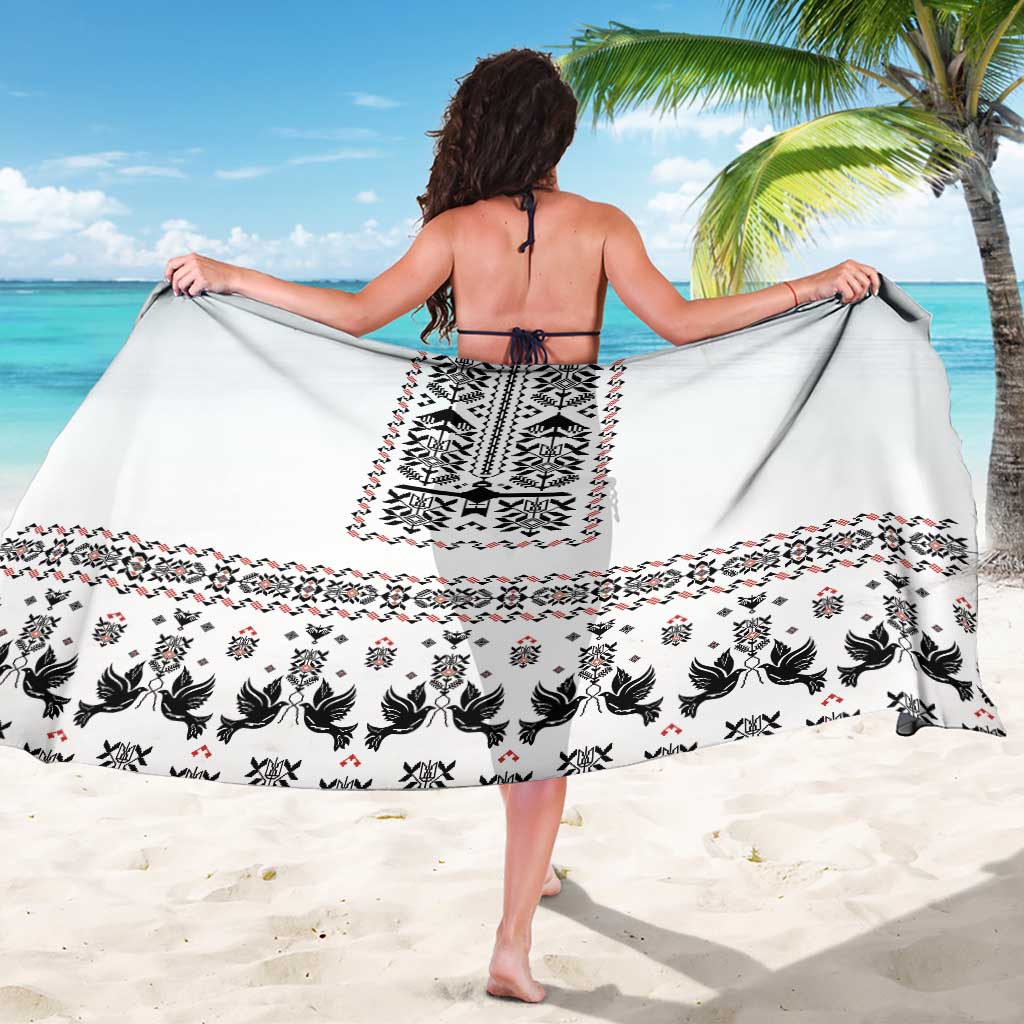 Ukraine Military Vyshyvanka Pattern Sarong Ukrainian Heritage White Tactical Style - Wonder Print Shop