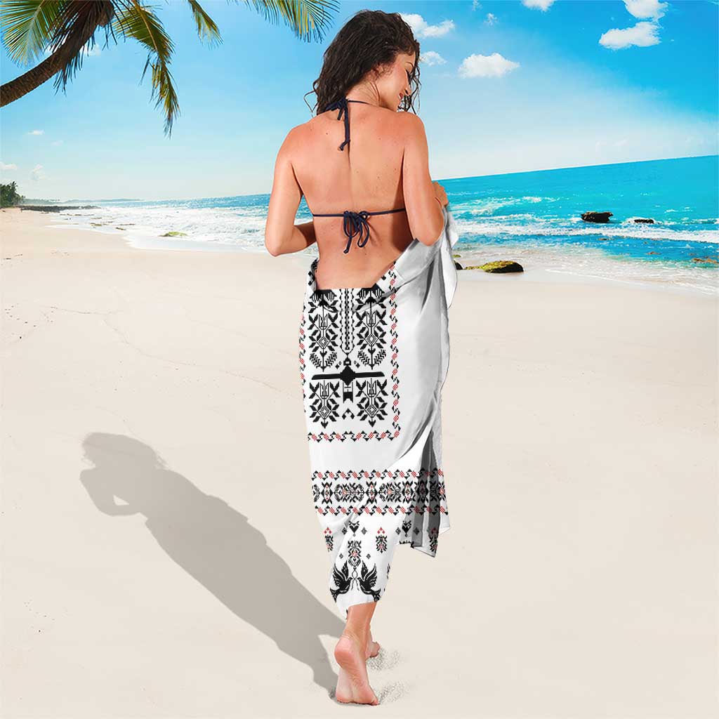 Ukraine Military Vyshyvanka Pattern Sarong Ukrainian Heritage White Tactical Style - Wonder Print Shop