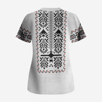 Ukraine Military Vyshyvanka Pattern Scrub Top Ukrainian Heritage White Tactical Style - Wonder Print Shop