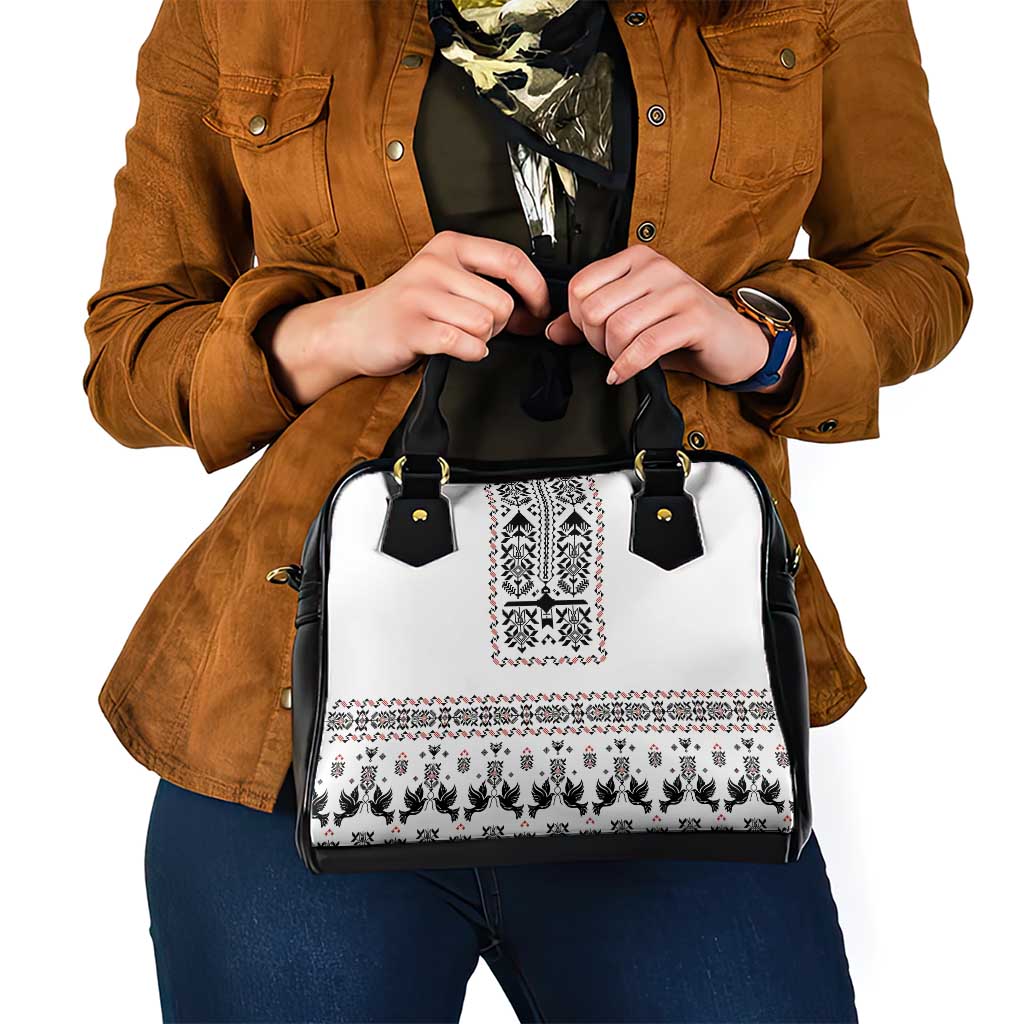 Ukraine Military Vyshyvanka Pattern Shoulder Handbag Ukrainian Heritage White Tactical Style - Wonder Print Shop