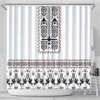 Ukraine Military Vyshyvanka Pattern Shower Curtain Ukrainian Heritage White Tactical Style - Wonder Print Shop