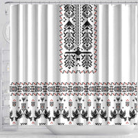 Ukraine Military Vyshyvanka Pattern Shower Curtain Ukrainian Heritage White Tactical Style - Wonder Print Shop