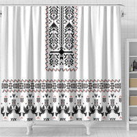 Ukraine Military Vyshyvanka Pattern Shower Curtain Ukrainian Heritage White Tactical Style - Wonder Print Shop