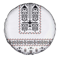 Ukraine Military Vyshyvanka Pattern Spare Tire Cover Ukrainian Heritage White Tactical Style - Wonder Print Shop