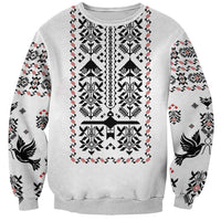 Ukraine Military Vyshyvanka Pattern Sweatshirt Ukrainian Heritage White Tactical Style - Wonder Print Shop