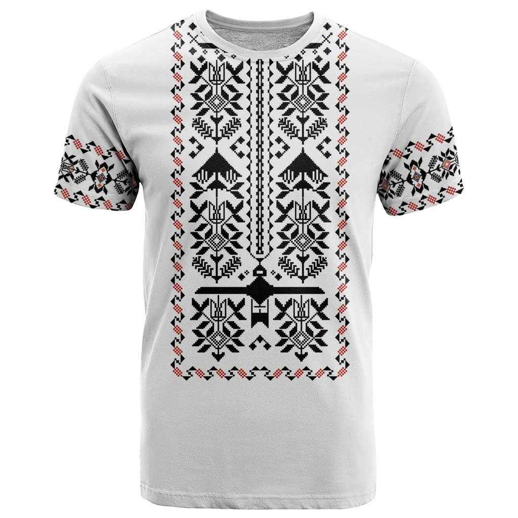 Ukraine Military Vyshyvanka Pattern T Shirt Ukrainian Heritage White Tactical Style - Wonder Print Shop