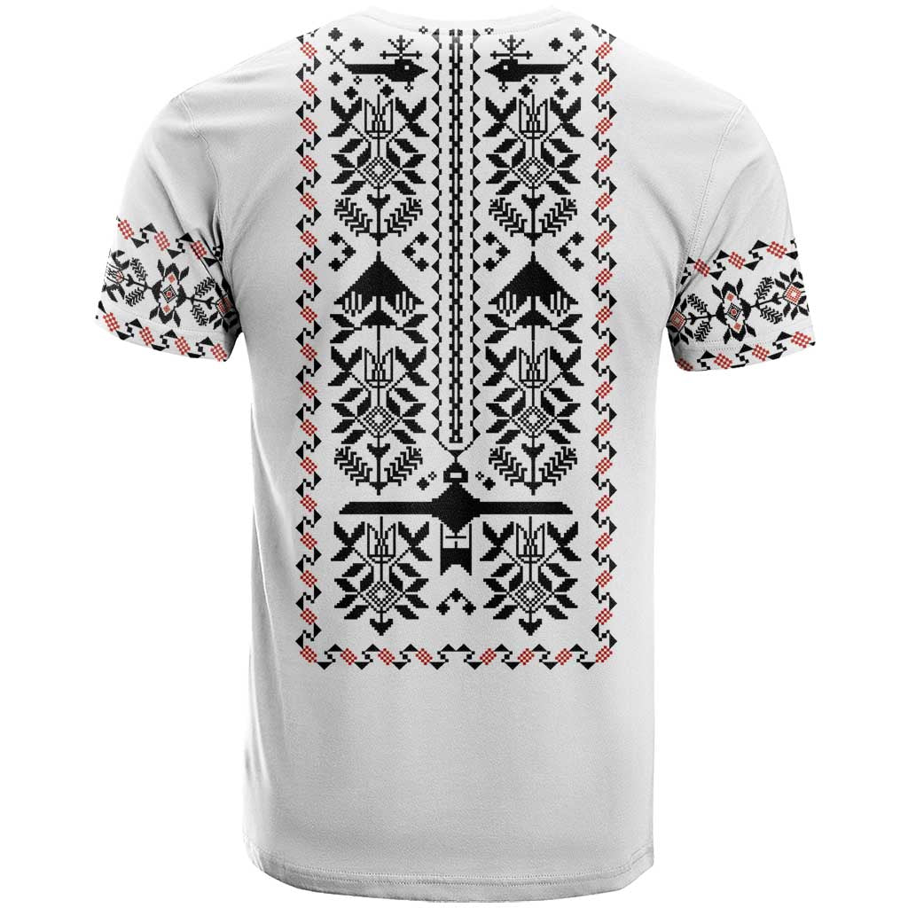 Ukraine Military Vyshyvanka Pattern T Shirt Ukrainian Heritage White Tactical Style - Wonder Print Shop