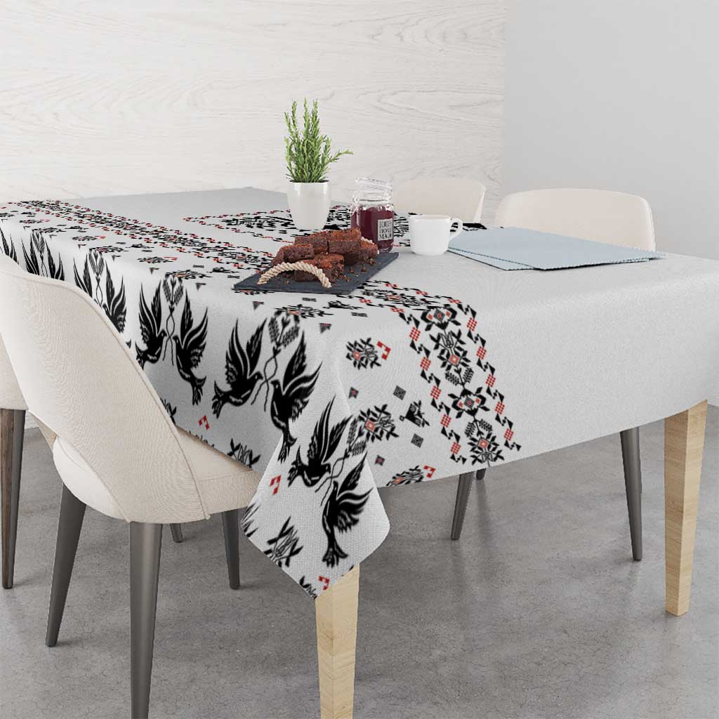 Ukraine Military Vyshyvanka Pattern Tablecloth Ukrainian Heritage White Tactical Style - Wonder Print Shop