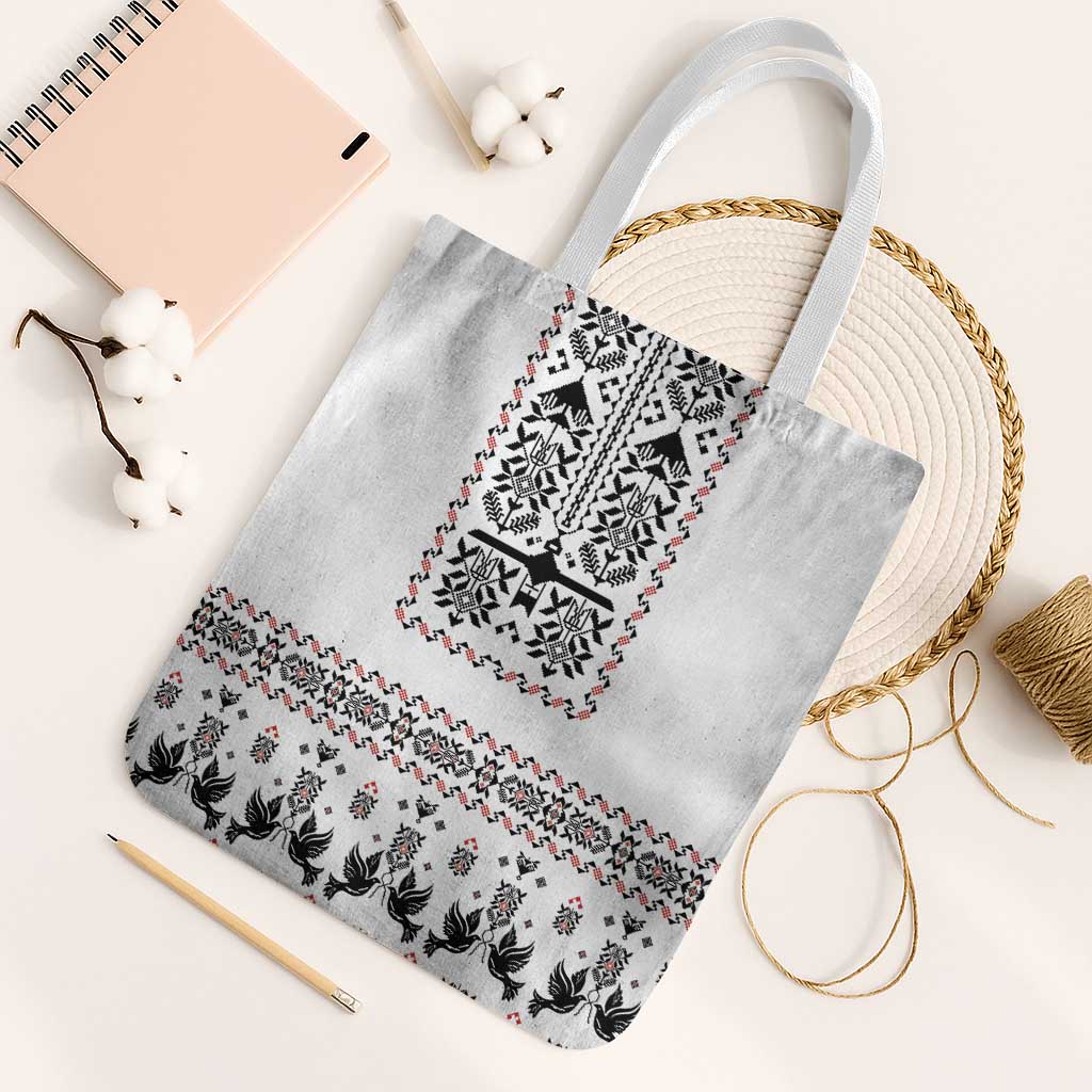 Ukraine Military Vyshyvanka Pattern Tote Bag Ukrainian Heritage White Tactical Style - Wonder Print Shop