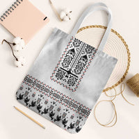 Ukraine Military Vyshyvanka Pattern Tote Bag Ukrainian Heritage White Tactical Style - Wonder Print Shop