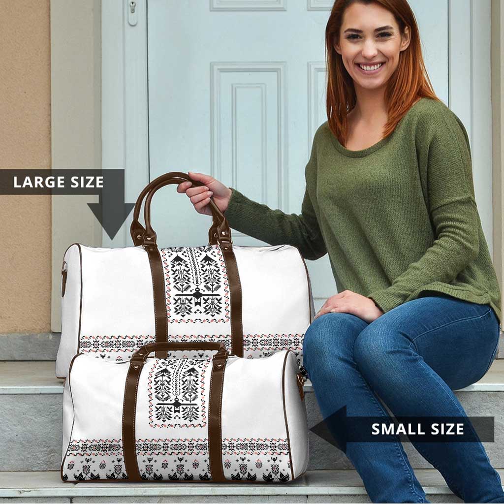 Ukraine Military Vyshyvanka Pattern Travel Bag Ukrainian Heritage White Tactical Style - Wonder Print Shop