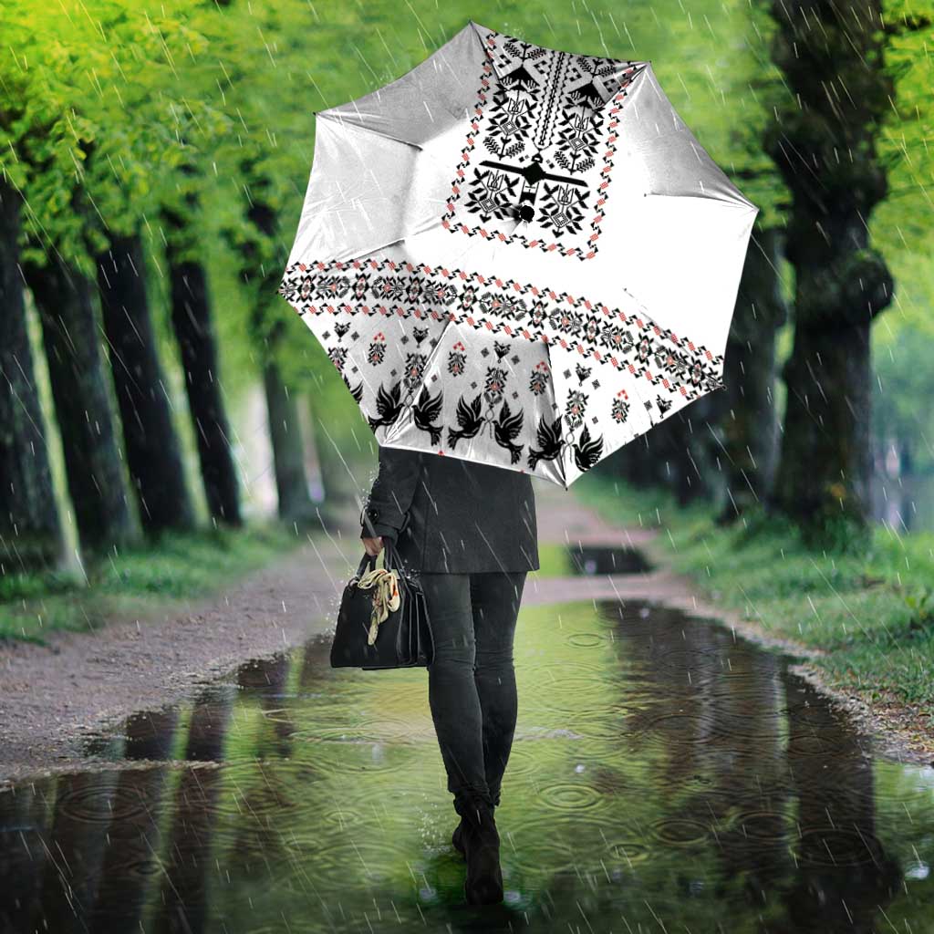 Ukraine Military Vyshyvanka Pattern Umbrella Ukrainian Heritage White Tactical Style - Wonder Print Shop