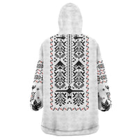 Ukraine Military Vyshyvanka Pattern Wearable Blanket Hoodie Ukrainian Heritage White Tactical Style - Wonder Print Shop