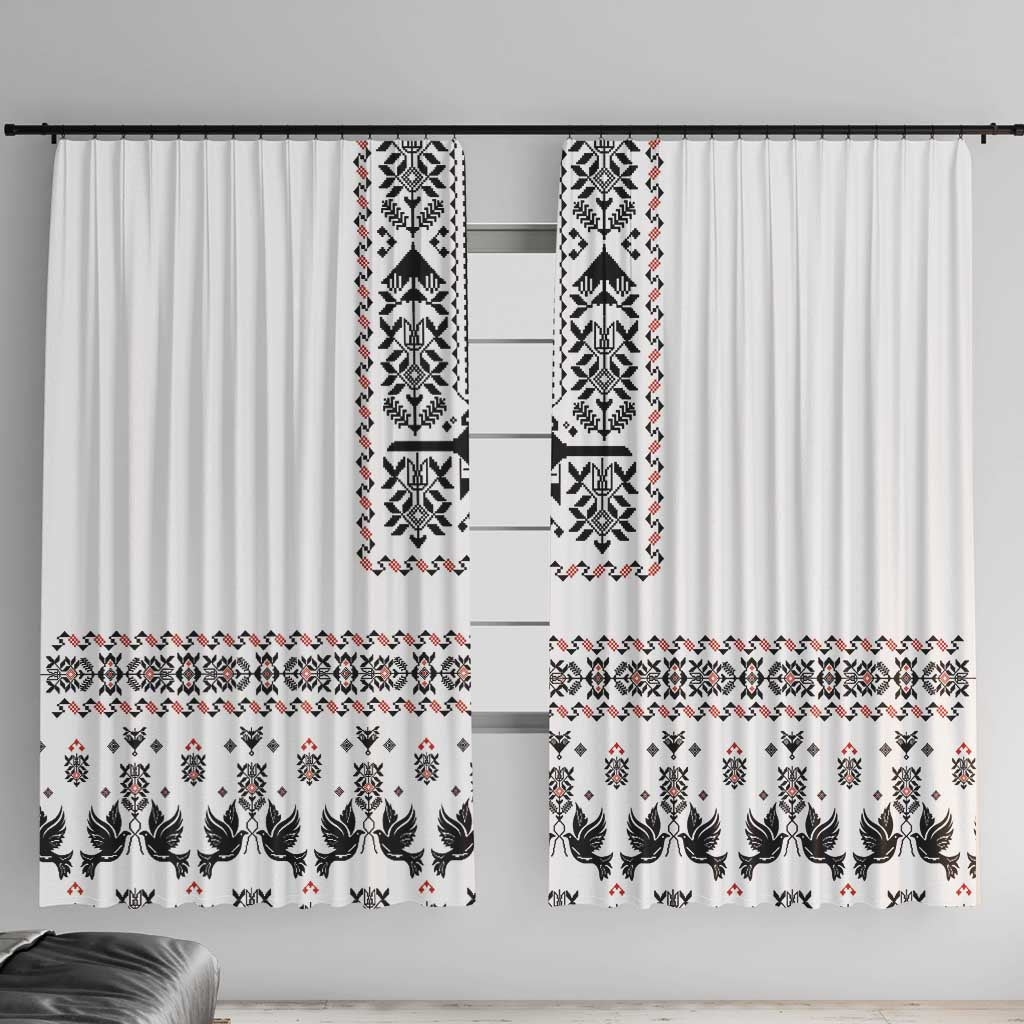 Ukraine Military Vyshyvanka Pattern Window Curtain Ukrainian Heritage White Tactical Style - Wonder Print Shop