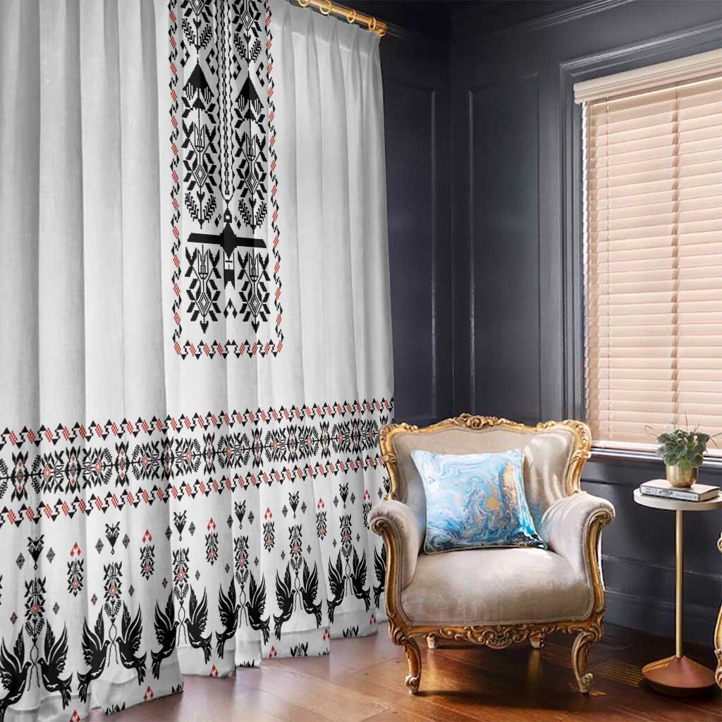 Ukraine Military Vyshyvanka Pattern Window Curtain Ukrainian Heritage White Tactical Style - Wonder Print Shop
