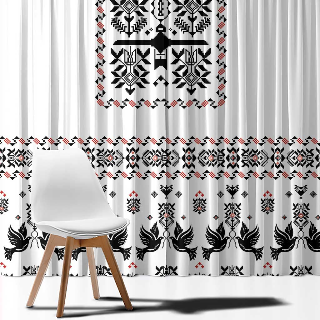 Ukraine Military Vyshyvanka Pattern Window Curtain Ukrainian Heritage White Tactical Style - Wonder Print Shop