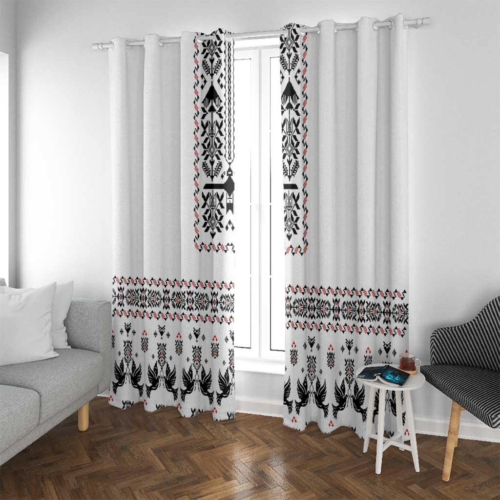 Ukraine Military Vyshyvanka Pattern Window Curtain Ukrainian Heritage White Tactical Style - Wonder Print Shop