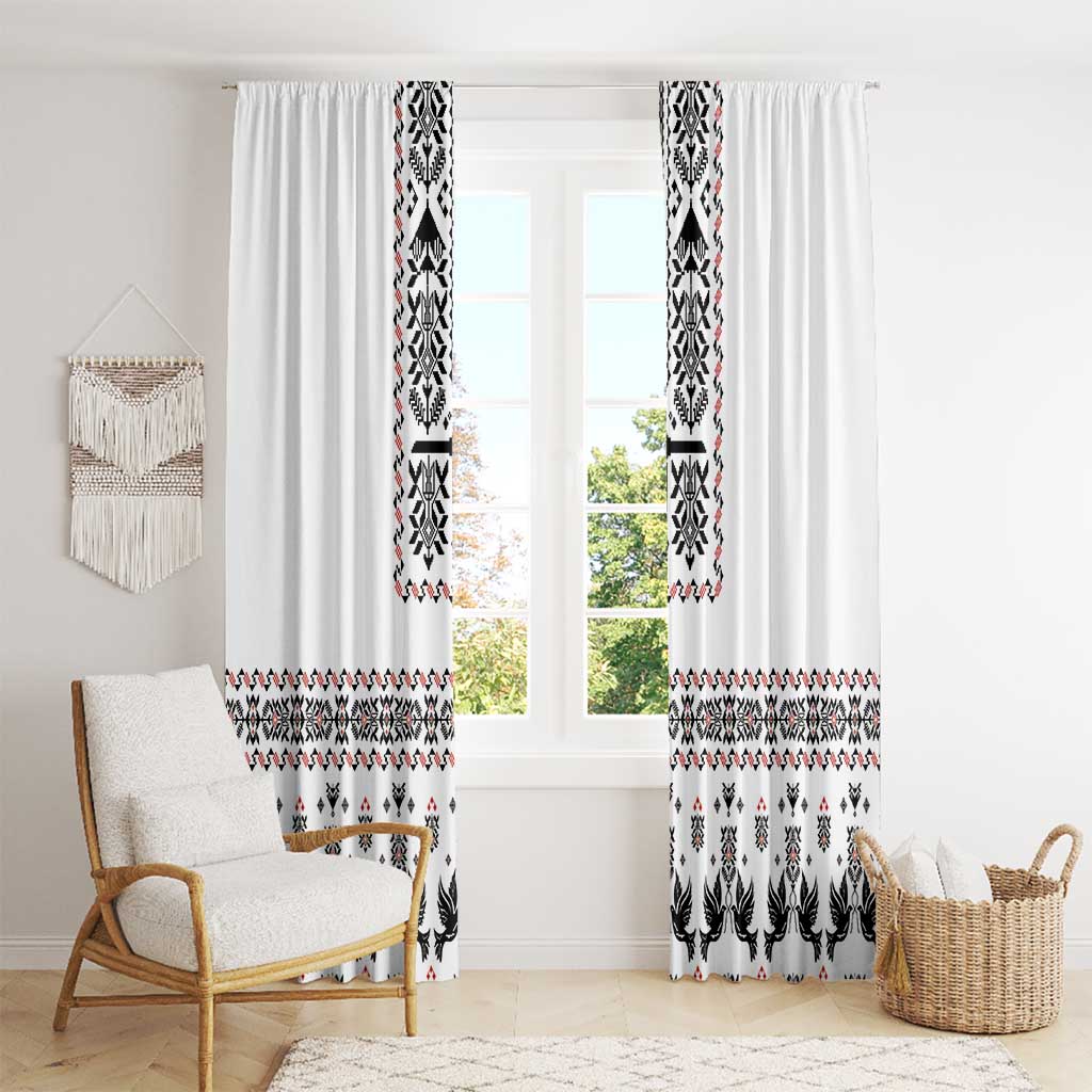 Ukraine Military Vyshyvanka Pattern Window Curtain Ukrainian Heritage White Tactical Style - Wonder Print Shop