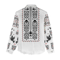 Ukraine Military Vyshyvanka Pattern Women Casual Shirt Ukrainian Heritage White Tactical Style - Wonder Print Shop