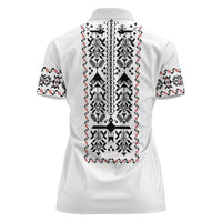 Ukraine Military Vyshyvanka Pattern Women Polo Shirt Ukrainian Heritage White Tactical Style - Wonder Print Shop