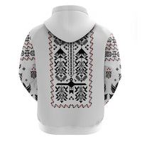 Ukraine Military Vyshyvanka Pattern Zip Hoodie Ukrainian Heritage White Tactical Style - Wonder Print Shop