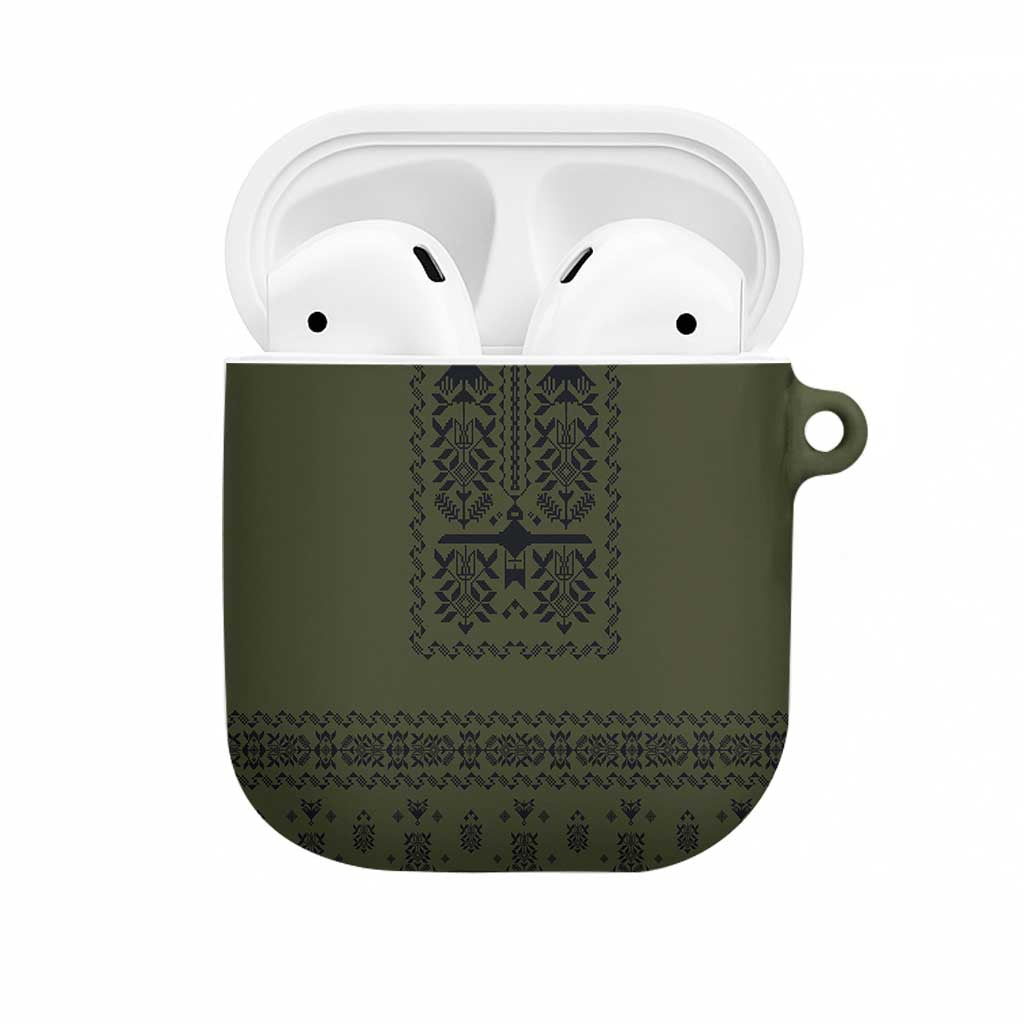 Ukraine Military Vyshyvanka Pattern AirPods Case Ukrainian Heritage Green Tactical Style - Wonder Print Shop
