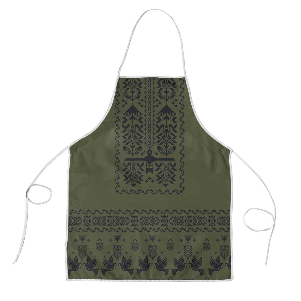 Ukraine Military Vyshyvanka Pattern Apron Ukrainian Heritage Green Tactical Style - Wonder Print Shop