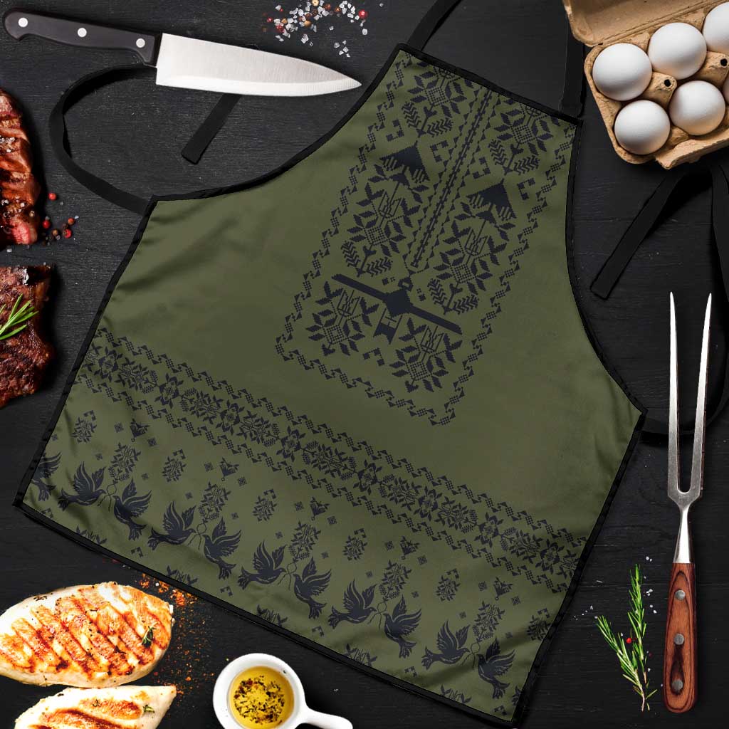 Ukraine Military Vyshyvanka Pattern Apron Ukrainian Heritage Green Tactical Style - Wonder Print Shop