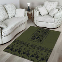 Ukraine Military Vyshyvanka Pattern Area Rug Ukrainian Heritage Green Tactical Style - Wonder Print Shop