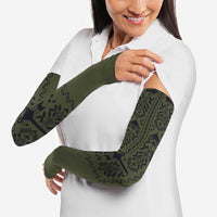 Ukraine Military Vyshyvanka Pattern Arm Sleeves Ukrainian Heritage Green Tactical Style - Wonder Print Shop