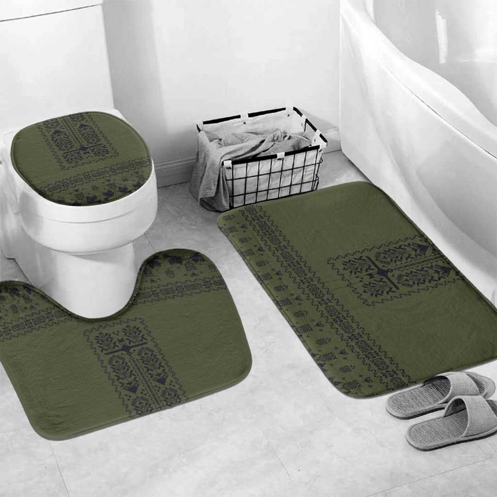 Ukraine Military Vyshyvanka Pattern Bathroom Set Ukrainian Heritage Green Tactical Style - Wonder Print Shop