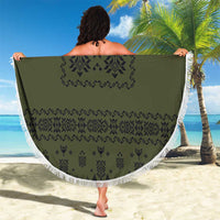 Ukraine Military Vyshyvanka Pattern Beach Blanket Ukrainian Heritage Green Tactical Style - Wonder Print Shop