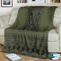 Ukraine Military Vyshyvanka Pattern Blanket Ukrainian Heritage Green Tactical Style - Wonder Print Shop