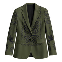 Ukraine Military Vyshyvanka Pattern Blazer Ukrainian Heritage Green Tactical Style - Wonder Print Shop