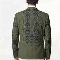 Ukraine Military Vyshyvanka Pattern Blazer Ukrainian Heritage Green Tactical Style - Wonder Print Shop