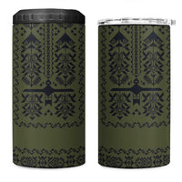 Ukraine Military Vyshyvanka Pattern 4 in 1 Can Cooler Tumbler Ukrainian Heritage Green Tactical Style - Wonder Print Shop